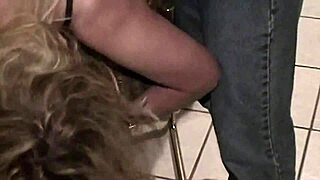 Blonde housewife swallows monster orgy cum facials!
