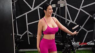 perv fucks big boobs big ass chinese milf in gym - suki sin nicky rebel 😍 her curves bounce wild