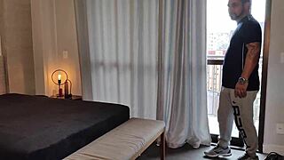 brazilian pornstar strokes her huge cock till it explodes cum