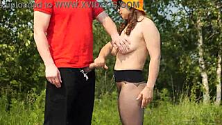 omg stranger rips clothes off dirty pantyhose milf outdoors she submits 😈🌳💦