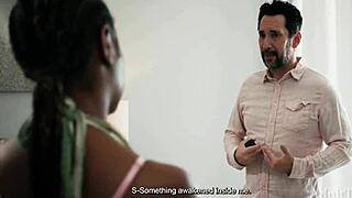 so this perverted white stepdad bends big titted ebony babe over for rough doggystyle pounding