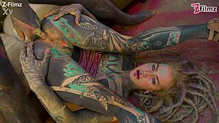 dreadlocked tattooed babe rides my cock anal cowgirl style ugh so tight