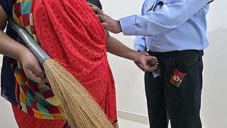 maid gives security guard intense handjob relief