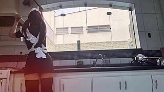 Boss destroys perfect alternative maid Amberzinha's pussy in free scene!