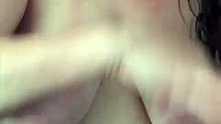 Big boob mama showers shaves pussy washing hair nude