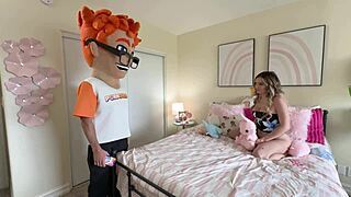Aspen Woods Punishes Stepbro's Peeping with Epic Cum-on-Tits