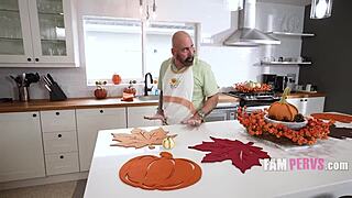 pervy pumpkins violet gems sucks step papa's cock in kitchen