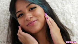 Isn't this pretty brunette teen 18+ way too horny for her own good?