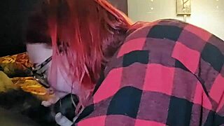 Ever seen redhead aubrey slobber deep on fat black cock??