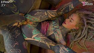 dreadlocked tattooed babe rides my cock anal cowgirl style ugh so tight