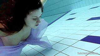 aneta's huge tits pop out of purple dress underwater in pool 🏊‍♀️💦
