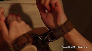 lesbian mistress rides strapon to orgasm as chained slave watches
