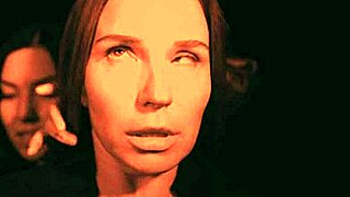 Tattooed dominatrix vampire enslaves redhead with mind control lesbian scissoring and licking