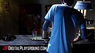 A guy pounds katrina jade bent over in haunted hotel till creampie drips