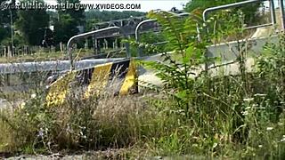 Young blonde goes wild with public street sex in broad daylight