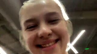 Horny Big-Tit Teens Fuck Wild in Public Gym Close-Up!