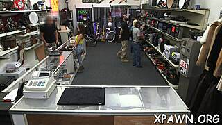 Babe seduces intense hardcore sex inside shop