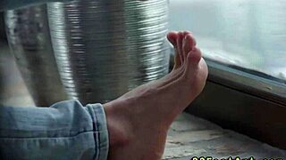 petite babe's sexy feet milk hard cock cumshot