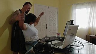 Nicoly mattos rims ass then takes anal creampie on reception couch