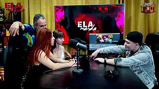 binho devours pink teen pussy on podcast table while ruan watches stunned