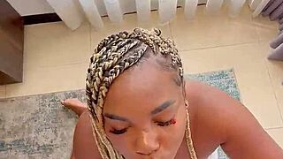 Hot stepsister gets wild fucking in hotel room with ebony couple!