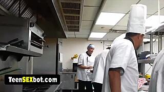 reality waitress teen gangbanged by horny staff