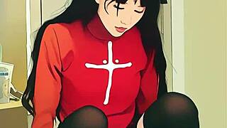 tiny ai asian girl tries big dildo
