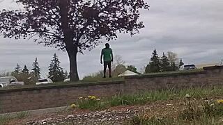 Practicing my private indoor workout routine outdoors now...