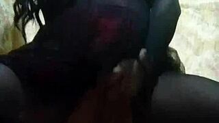 Lady Alice rams huge dildo deep in anal while teasing in lingerie pantyhose heels