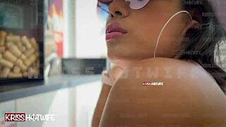 Exhibitionist Wife Strips Naked on Balcony, Flashing Big Pussy Lips to Street Machos