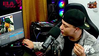 Gih Spanics puts redhead bombshell doggy on podcast table to flash pink asshole - boom in the shack!