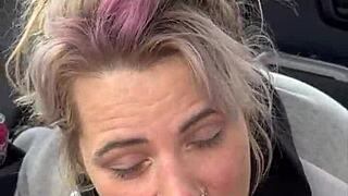 STREETWALKER SUCKS FACIAL CUM OFF DICK!