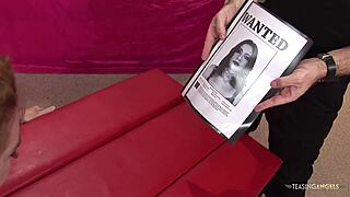 redhead milf's lingerie teases during kinky bondage anal with toys