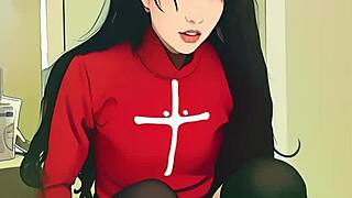 tiny ai asian girl tries big dildo