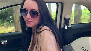 Fucked Wife's Hot Girlfriend in Car, Cum in Mouth!