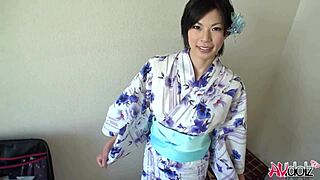 Big titted Japanese Saki Aoyama gulps uncensored cock outdoors