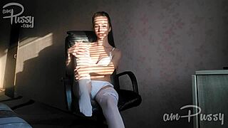 SLIM AMATEUR TEEN FINGERS SHAVED PUSSY IN LINGERIE!