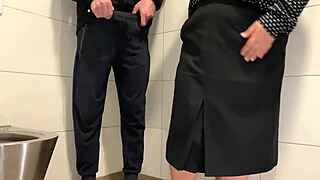 juicy bbw milf wanks fat cock in outdoor public toilet