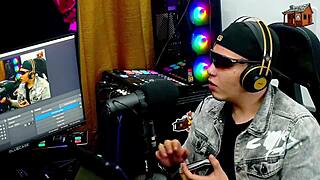 binho devours pink teen pussy on podcast table while ruan watches stunned