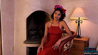 indian milf angel constance strips to reveal her juicy ass and big tits