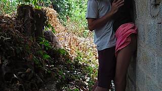 Sri Lankan Skinny Teases Narrow Ass for Neighbor Outdoors