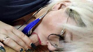 Aimee hot milf slurps dick in closeup cum compilation