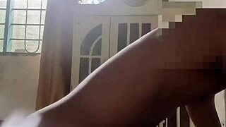 She shakes her backside wildly atop massive ebony shaft