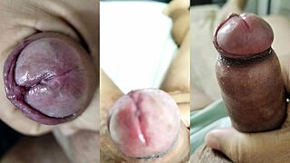 Guy jerks phimosis small cock as young girlfriend masturbates squirting pussy and tits part 21