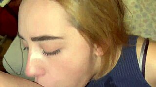 Step daughter chokes on sloppy deepthroat blowjob then takes rough face fuck messy