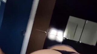 chubby latina wife shakes ass in thong rides hubby hard
