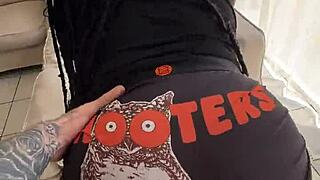 tiny rip in shorts leads to dripping creampie surprise