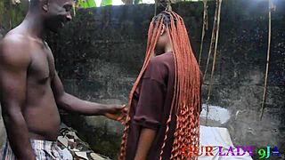 LUCKY GUY POUNDS SKINNY EBONY COOK BACKYARD HARDCORE!