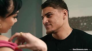 Gf's stepson face fucks milf's hairy pussy rougher than expected love it?