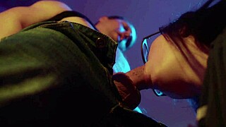 Pervy guy pisses on slut's tits then ass-to-mouth fucks her rough